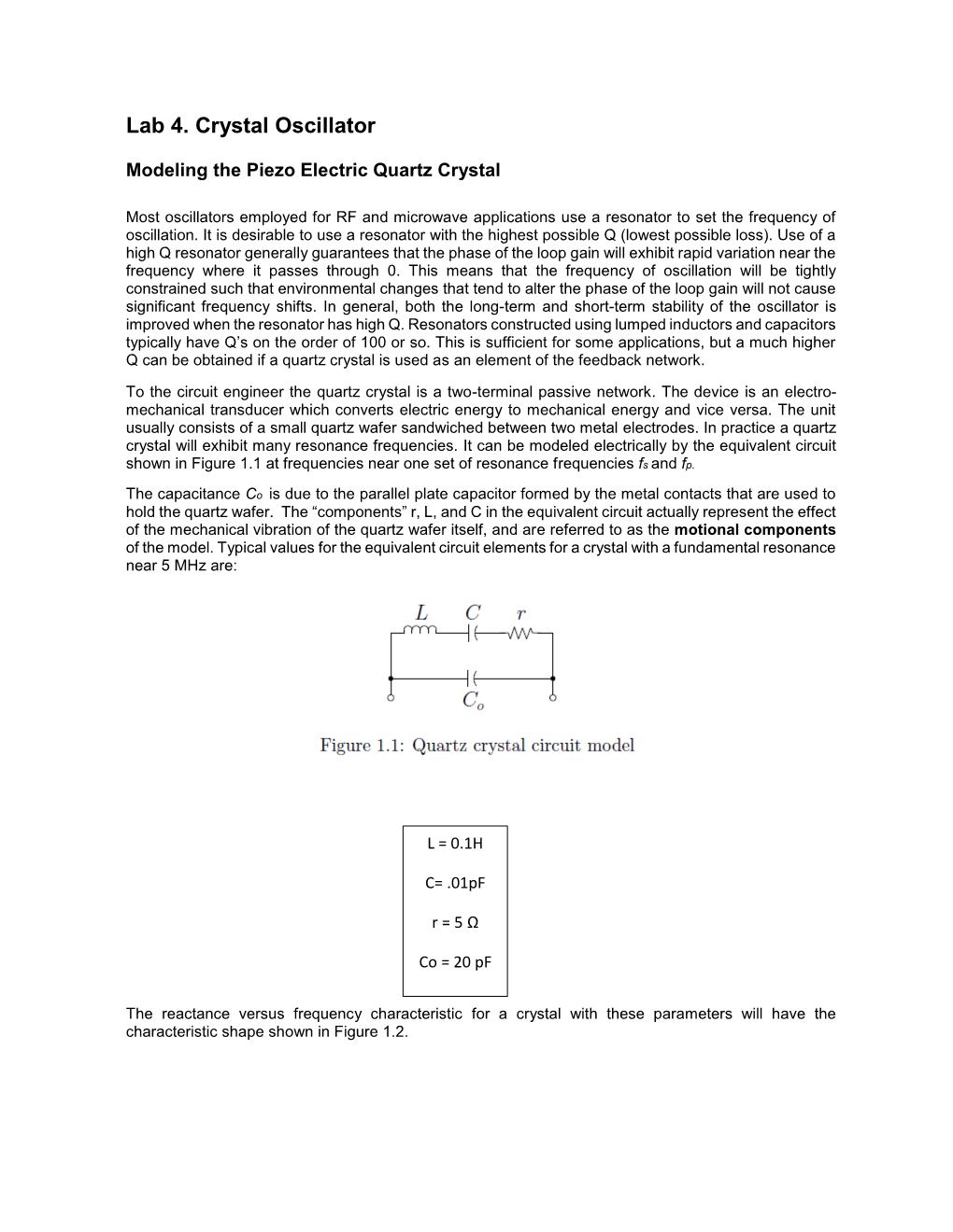 Lab 4. Crystal Oscillator