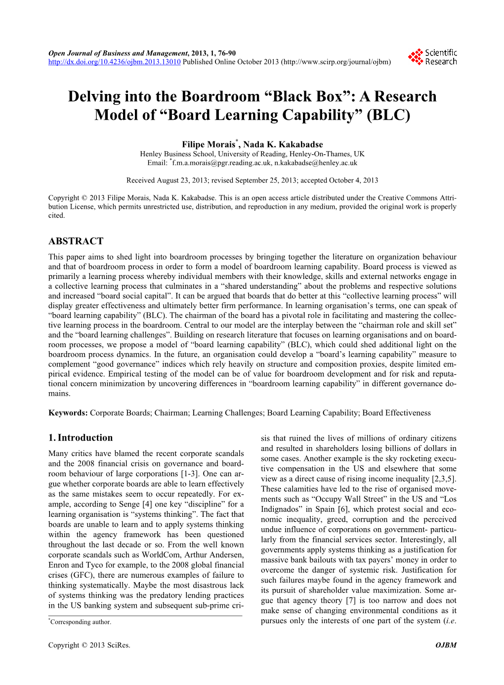 Board Learning Capability” (BLC)