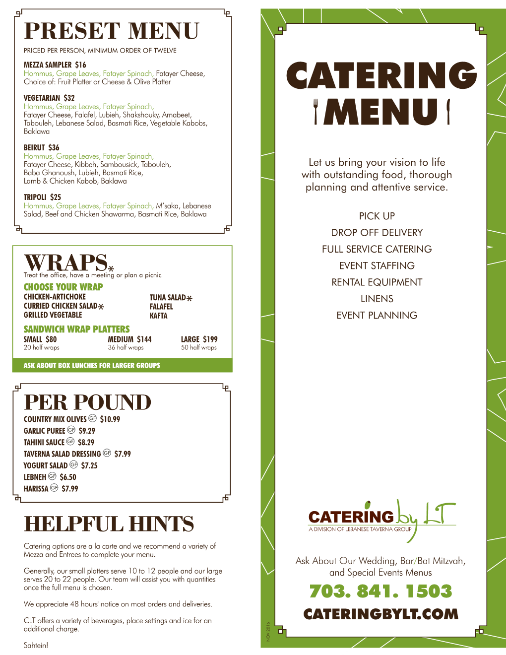 Preset Menu Wraps