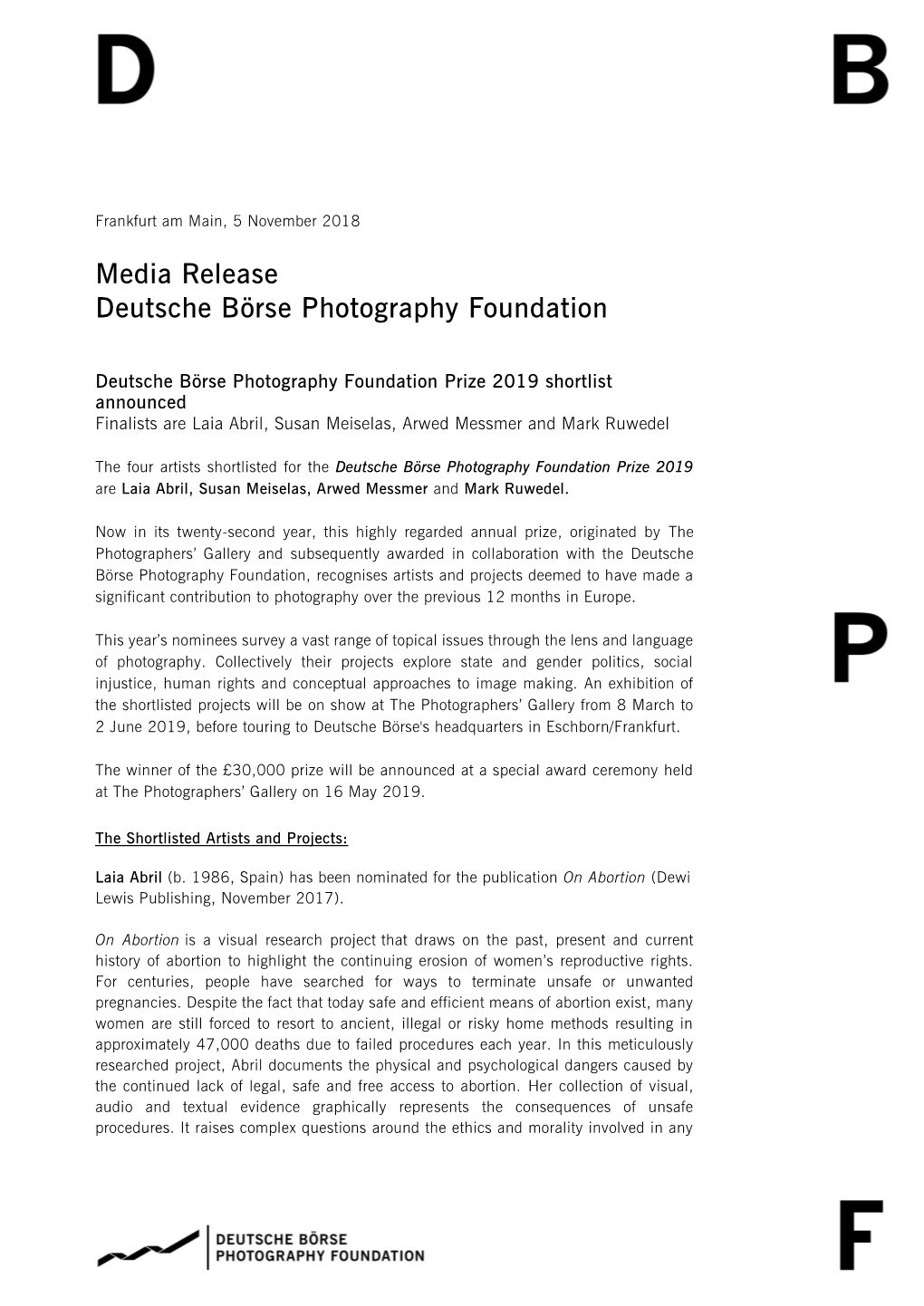 Media Release Deutsche Börse Photography Foundation