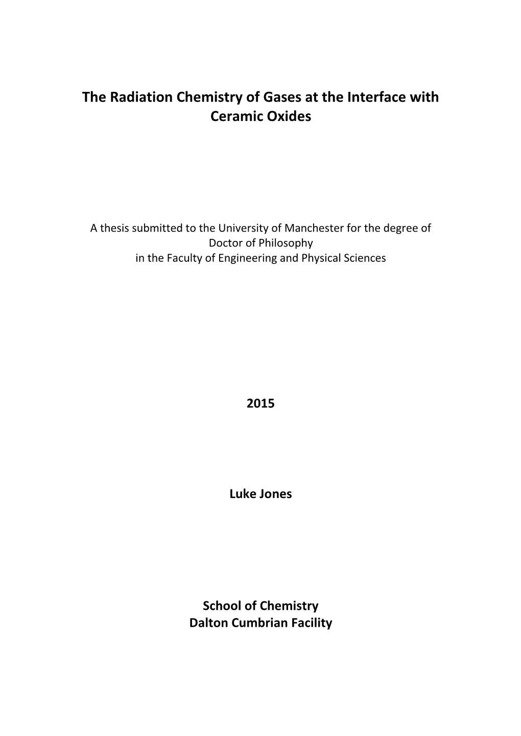 The Radiation Chemistry of Gases at the Interface with Ceramic Oxides