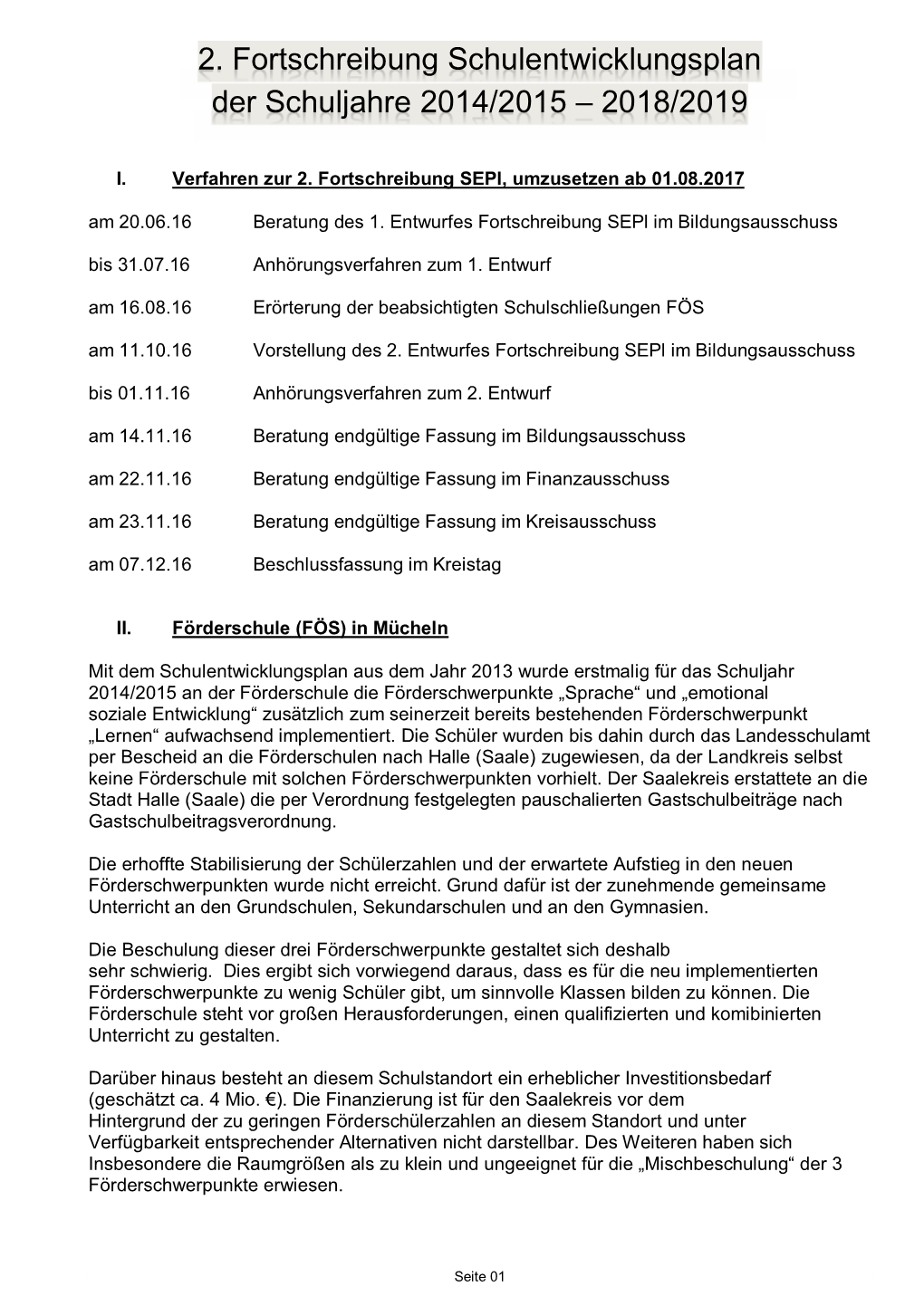 2. Fortschreibung Schulentwicklungsplan Der