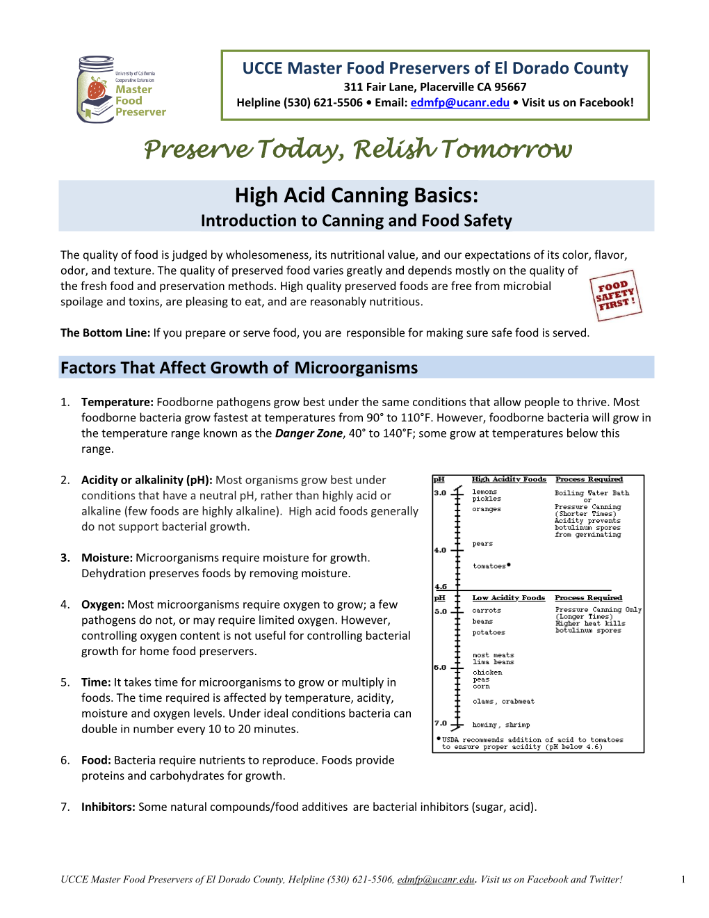 Preserve Today, Relish Tomorrow High Acid Canning Basics