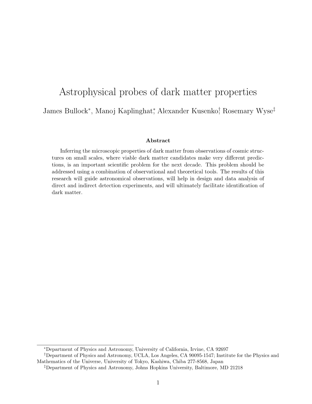 Astrophysical Probes of Dark Matter Properties