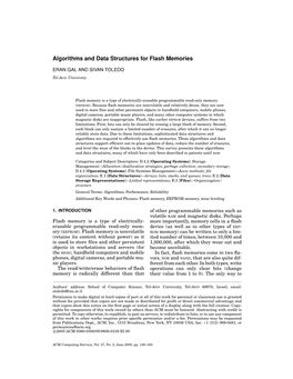 Algorithms and Data Structures for Flash Memories