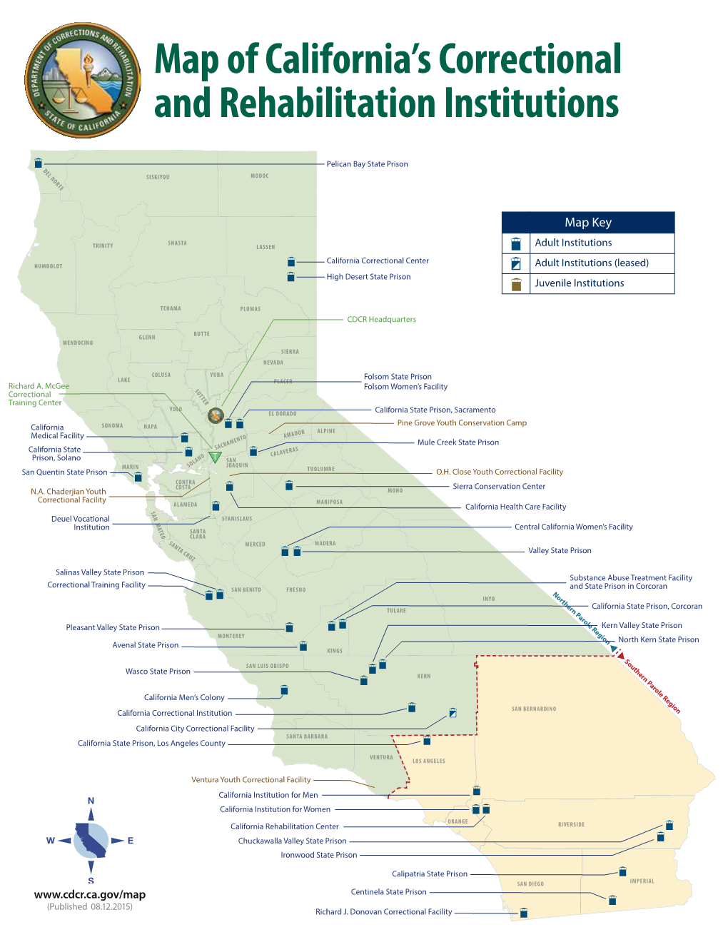 Map of California's Correctional and Rehabilitation Institutions - DocsLib