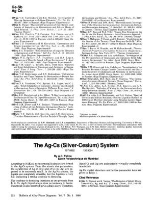A.D. Pelton, the Ag-Cs (Silver-Cesium) System