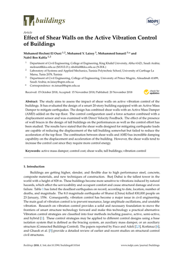 Effect of Shear Walls on the Active Vibration Control of Buildings