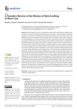 A Narrative Review of the History of Skin Grafting in Burn Care