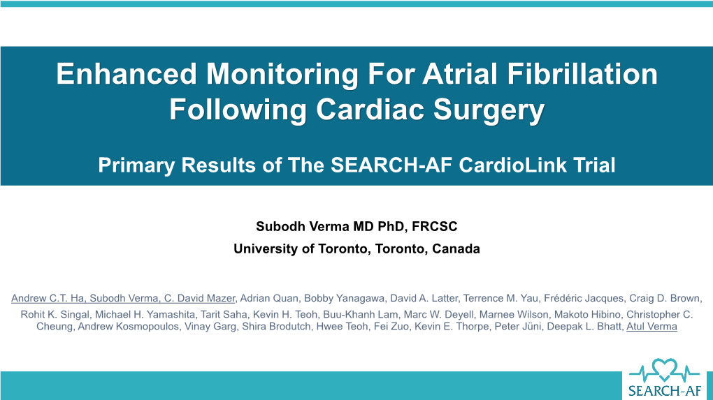 Enhanced Monitoring for Atrial Fibrillation Following Cardiac Surgery
