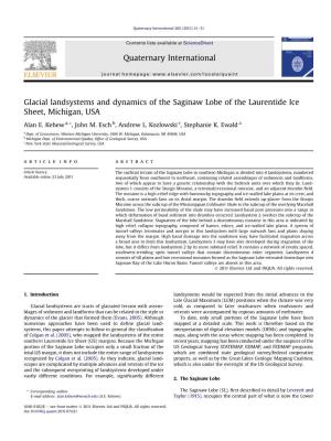 Glacial Landsystems and Dynamics of the Saginaw Lobe of the Laurentide Ice Sheet, Michigan, USA