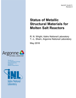 Status of Metallic Structural Materials for Molten Salt Reactors