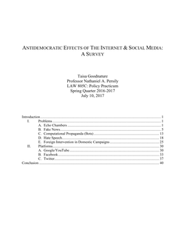 Antidemocratic Effects of the Internet & Social Media: a Survey