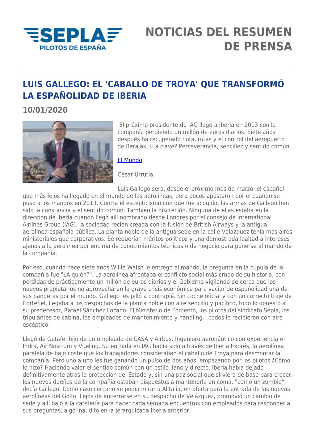 Noticias Del Resumen De Prensa Luis Gallego