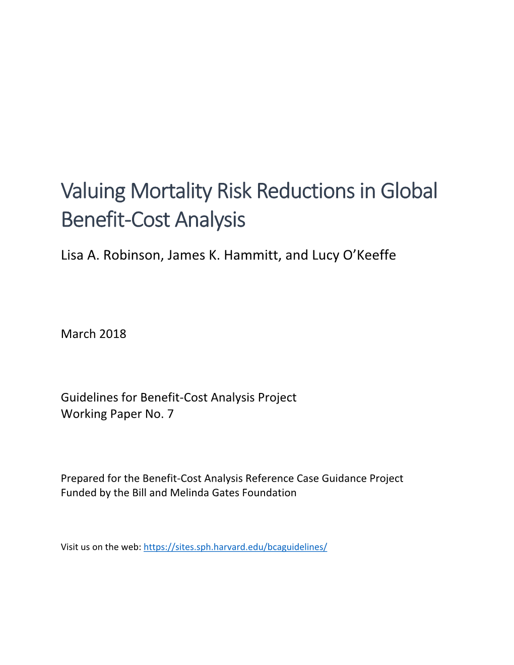 Valuing Mortality Risk Reductions in Global Benefit‐Cost Analysis