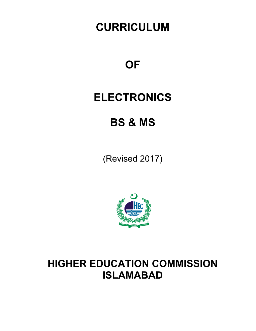 Curriculum of Electronics Bs & Ms