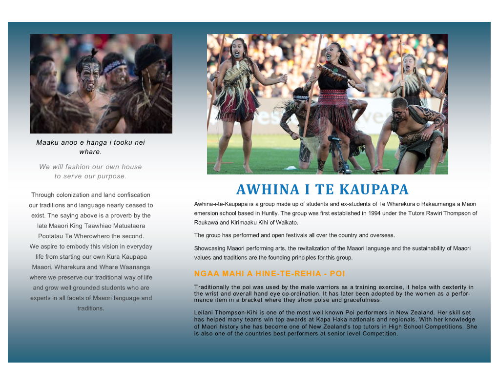 Awhina I Te Kaupapa