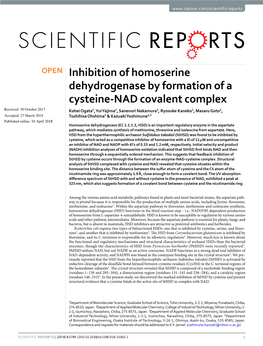 Inhibition of Homoserine Dehydrogenase by Formation of A