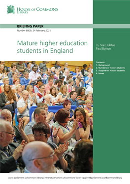 Mature Higher Education Students in England