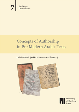 Concepts of Authorship in Pre-Modern Arabic Texts