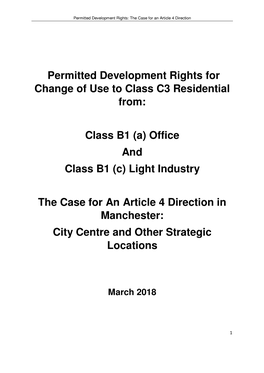 Permitted Development Rights for Change of Use to Class C3 Residential From