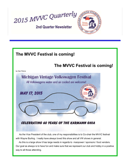 The MVVC Festival Is Coming!