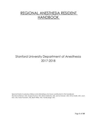 Regional Anesthesia Resident Handbook