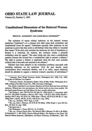 Constitutional Dimensions of the Battered Woman Syndrome