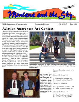 Aviation Awareness Art Contest This YearS Awards Ceremony for the Aviation Awareness Art Contest Was Held on June 19, in Helena