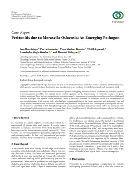 Peritonitis Due to Moraxella Osloensis: an Emerging Pathogen