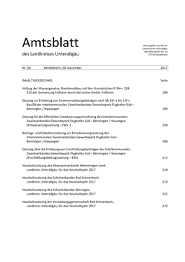 Amtsblatt Herausgeber Und Druck: Landratsamt Unterallgäu Bad Wörishofer Str