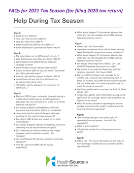 Help During Tax Season