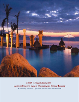 South African Romance – Cape Splendors, Safari Dreams and Island Luxury  Featuring: Mauritius, Cape Town, and Sabi Sand Game Reserve