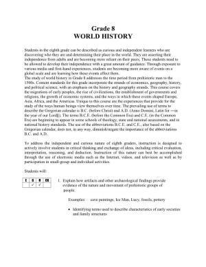 Grade 8 WORLD HISTORY