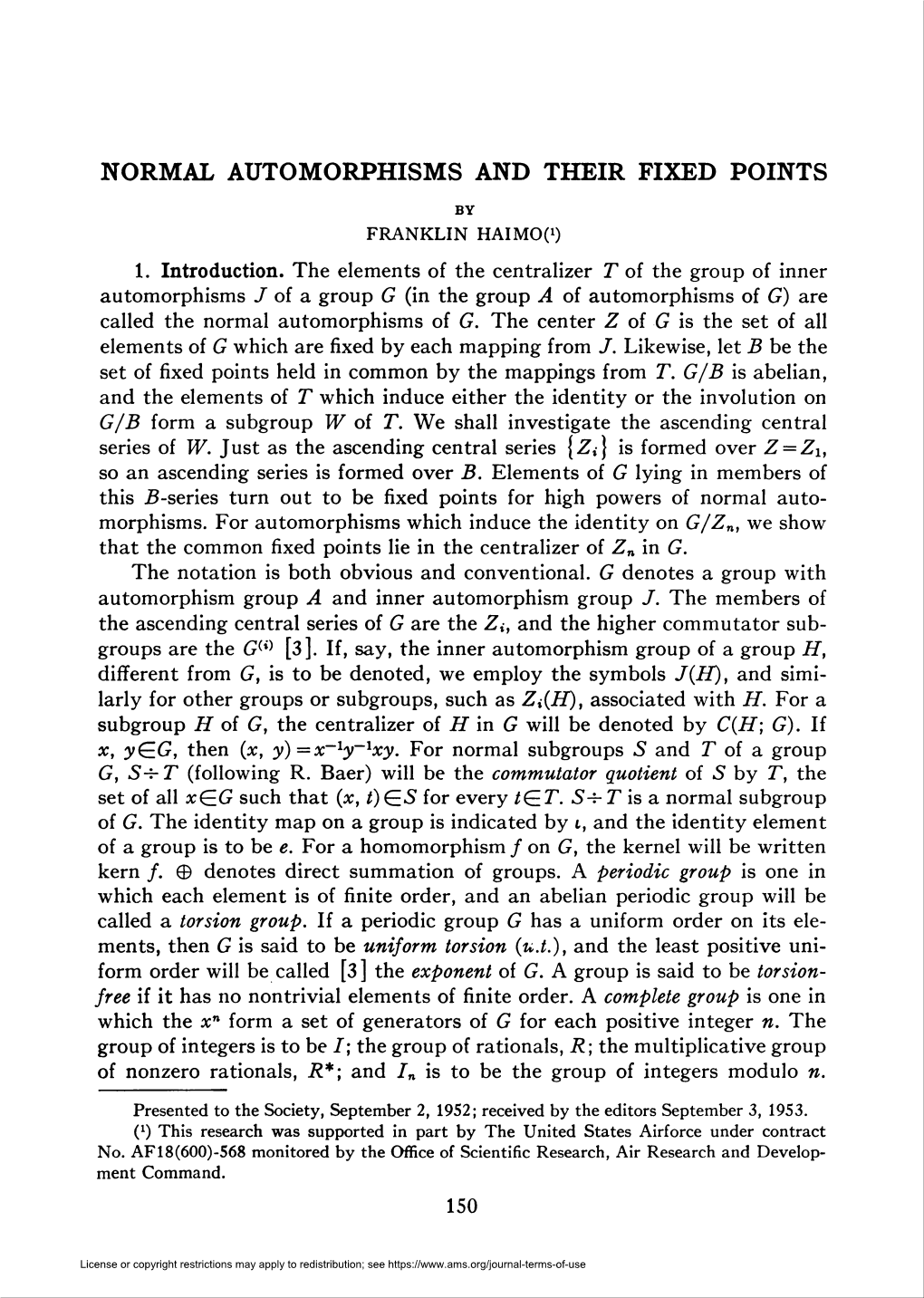 Normal Automorphisms and Their Fixed Points