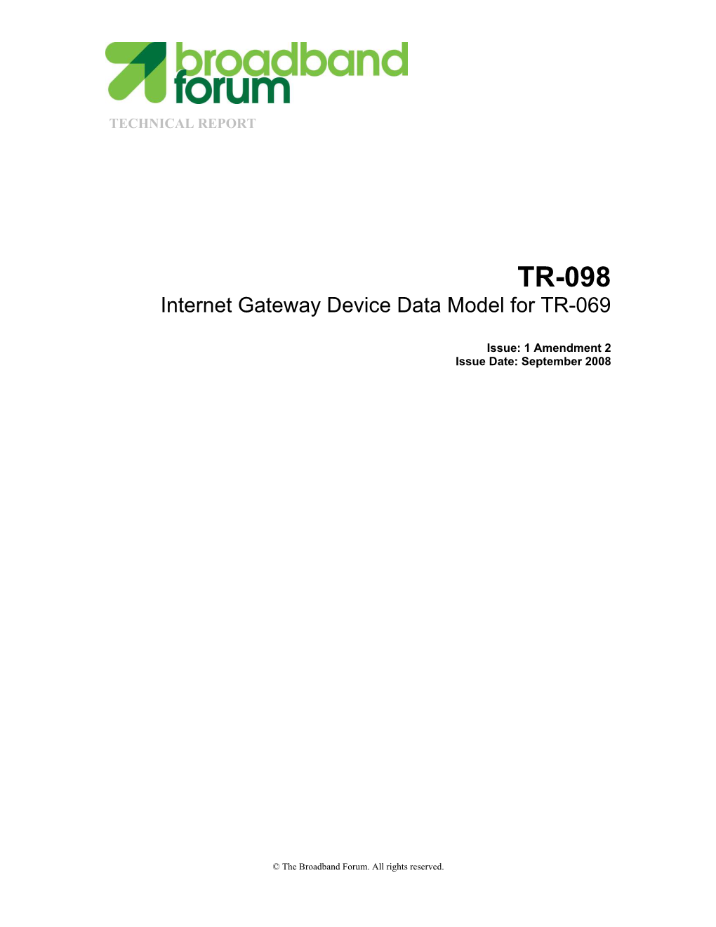 Internet Gateway Device Data Model for TR-069