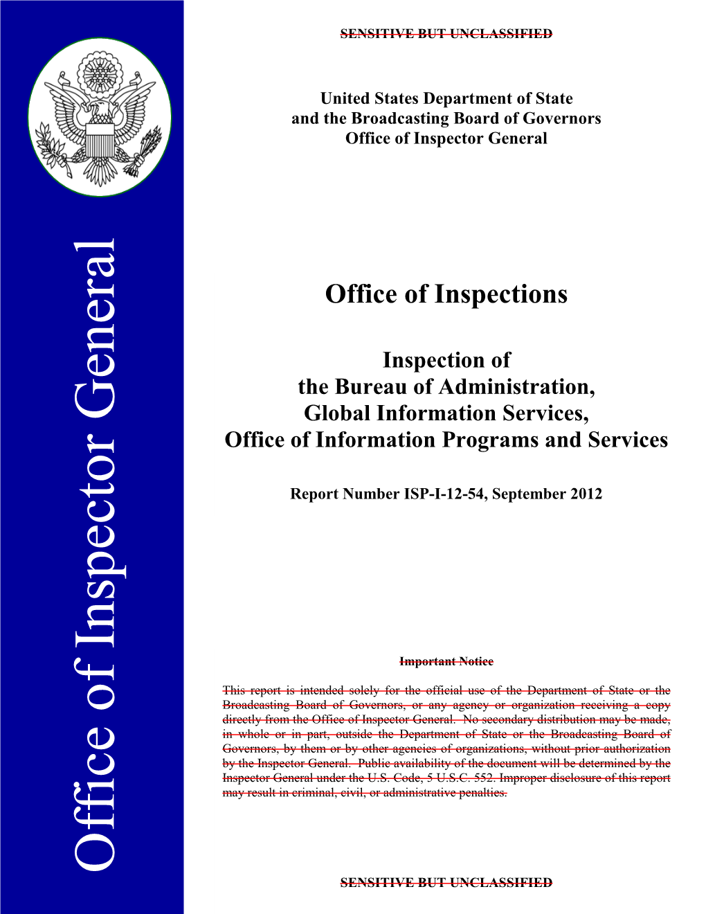 Inspection of the Bureau of Administration,Global Information