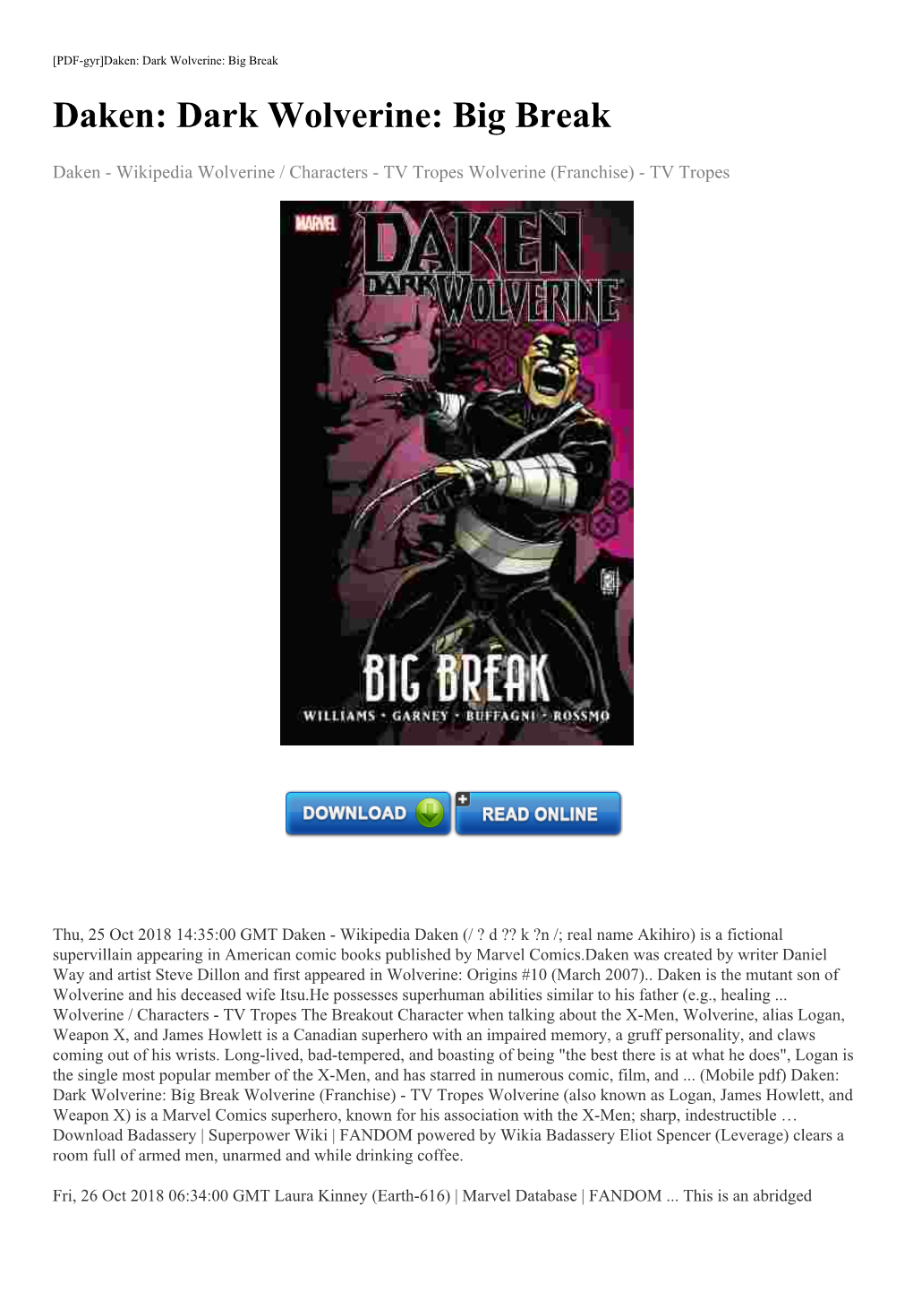 (Mobile Pdf) Daken: Dark Wolverine: Big Break