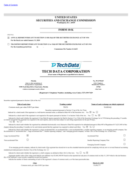 TECH DATA CORPORATION (Exact Name of Registrant As Specified in Its Charter)