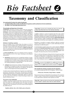 Taxonomy and Classification