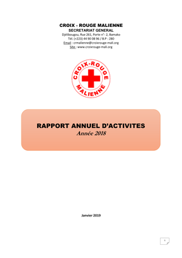 Rapport D'activites Annuel 2018 –