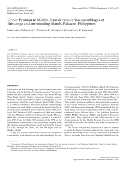 Upper Permian to Middle Jurassic Radiolarian Assemblages of Busuanga and Surrounding Islands, Palawan, Philippines