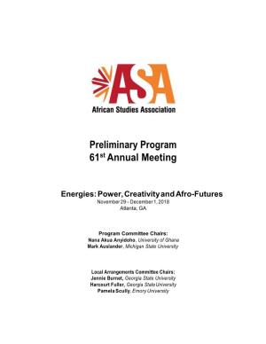 Preliminary Program 61St Annual Meeting