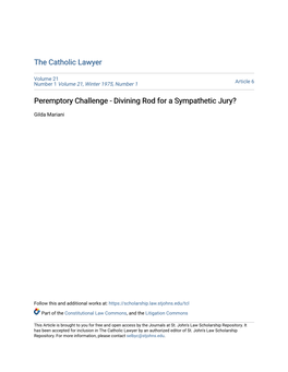 Peremptory Challenge - Divining Rod for a Sympathetic Jury?