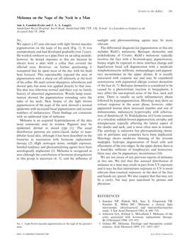 Melasma on the Nape of the Neck in a Man