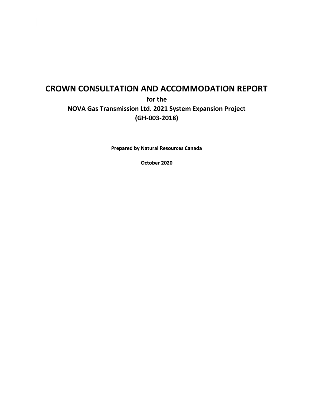 Crown Consultation and Accommodation Report (CCAR)