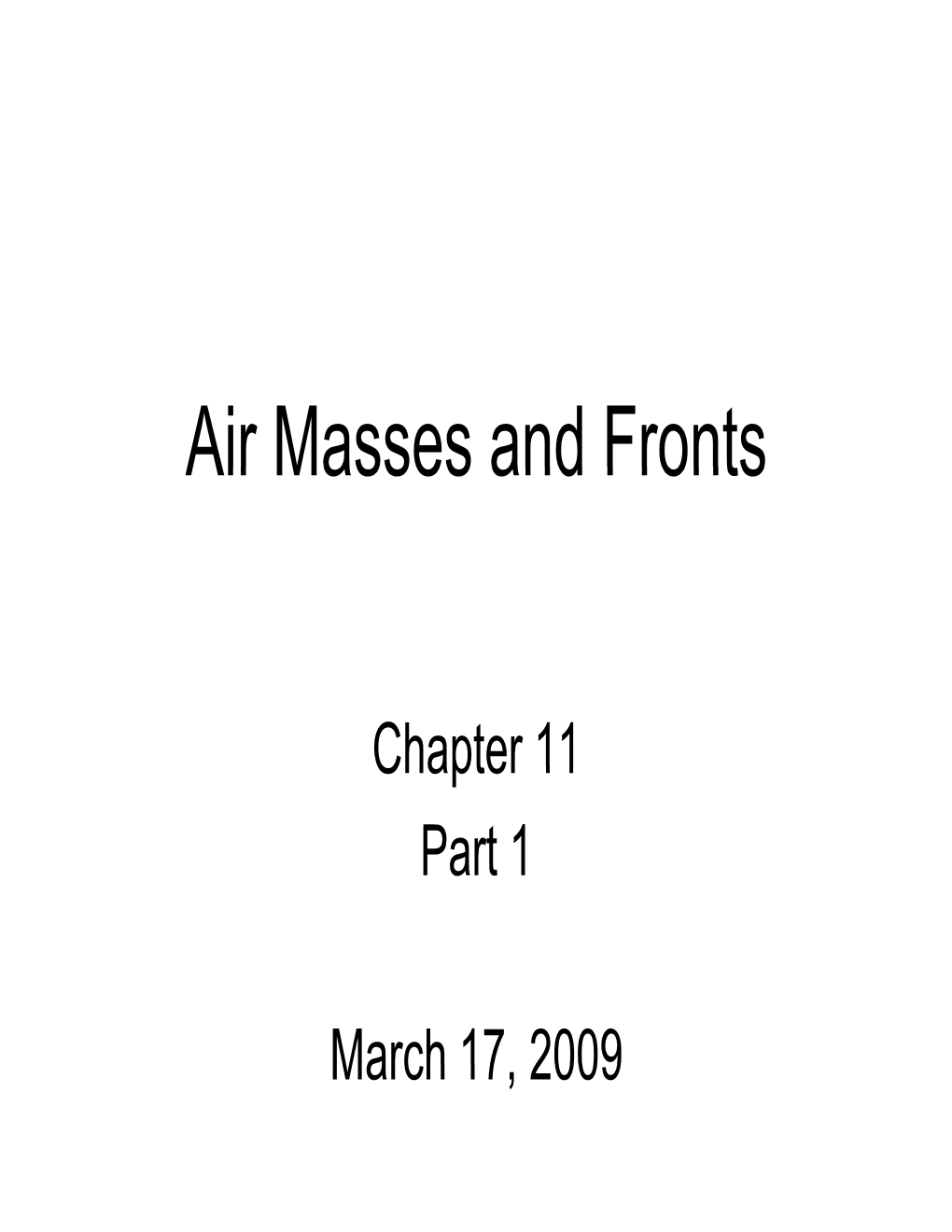 Air Masses and Fronts