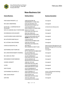 New Business List