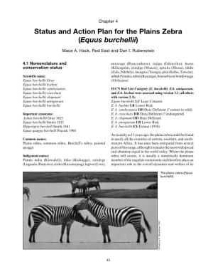 Status and Action Plan for the Plains Zebra (Equus Burchellii)