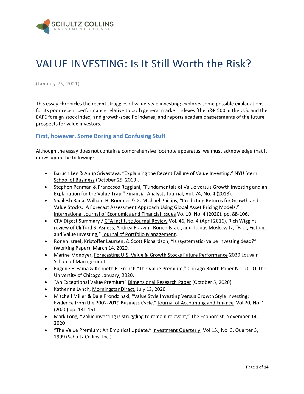 VALUE INVESTING: Is It Still Worth the Risk?